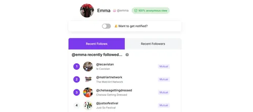 someone's recent follows