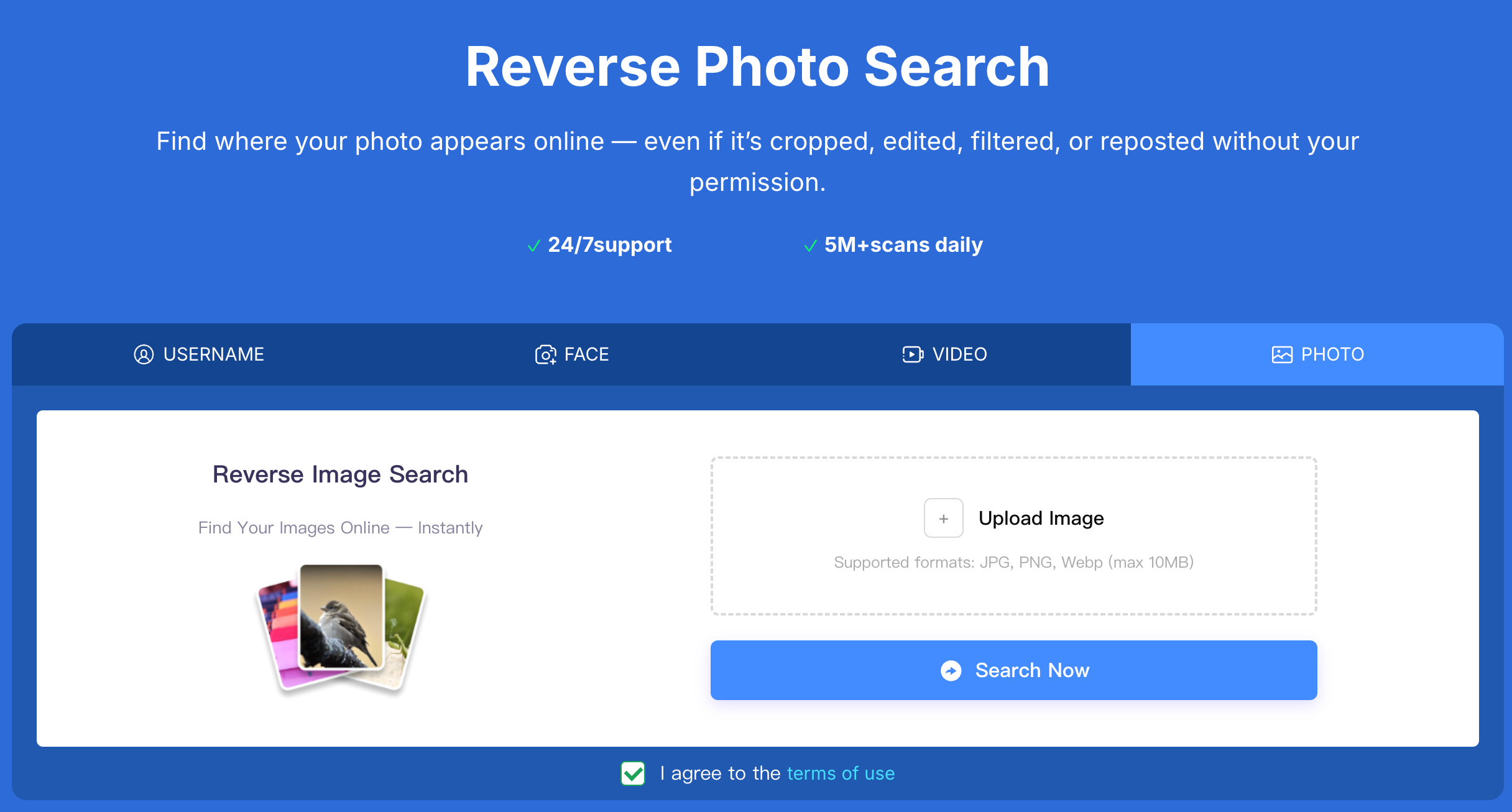 Use a reverse photo search to check whether a social media photo has been stolen or reused across different profiles.