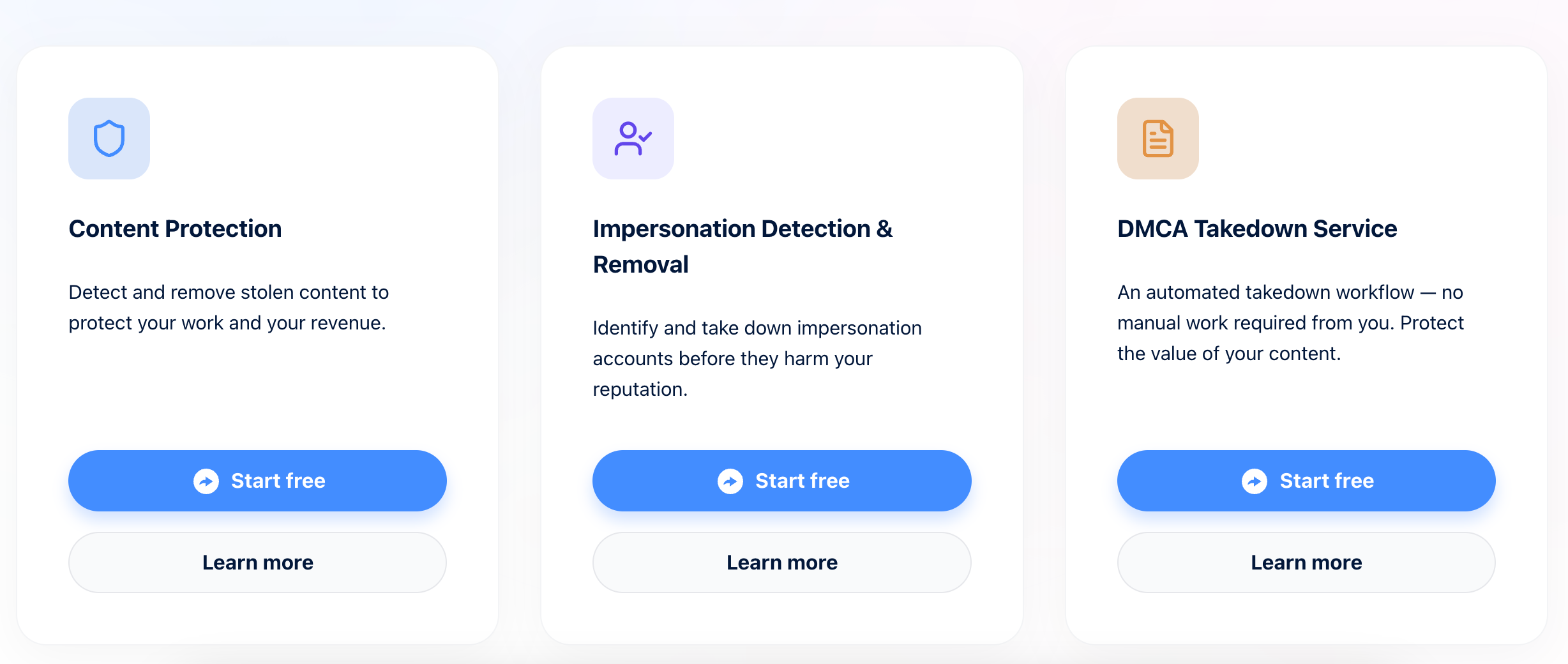 Erasa content protection services including impersonation detection and DMCA takedown