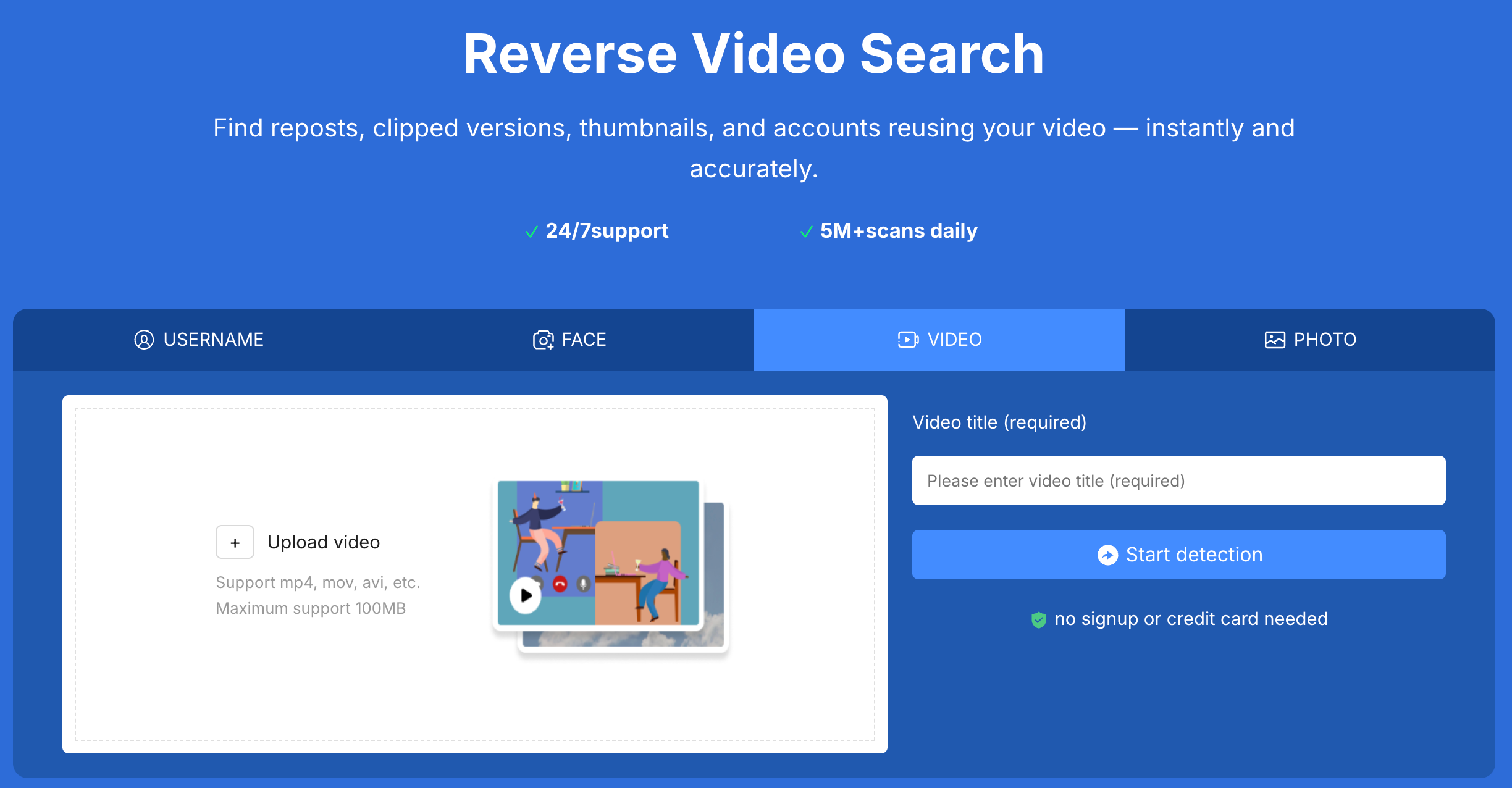 Reverse video search results showing reuploaded content across different platforms