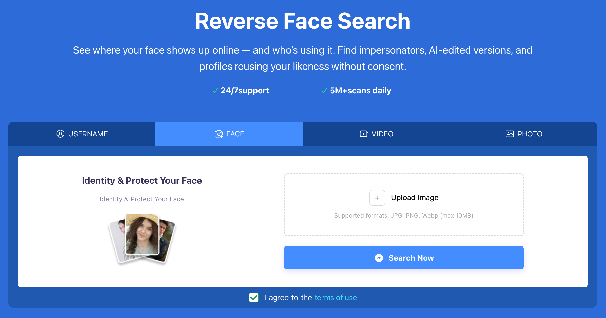 Reverse face search to find where a face appears online and detect fake profiles