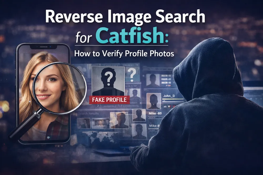 Ricerca inversa di immagini usata per verificare le foto del profilo catfish e rilevare le identità false online