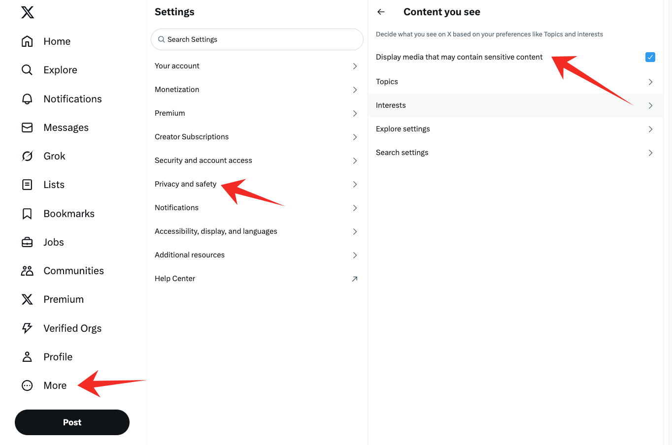 How to control whether you see sensitive media in posts