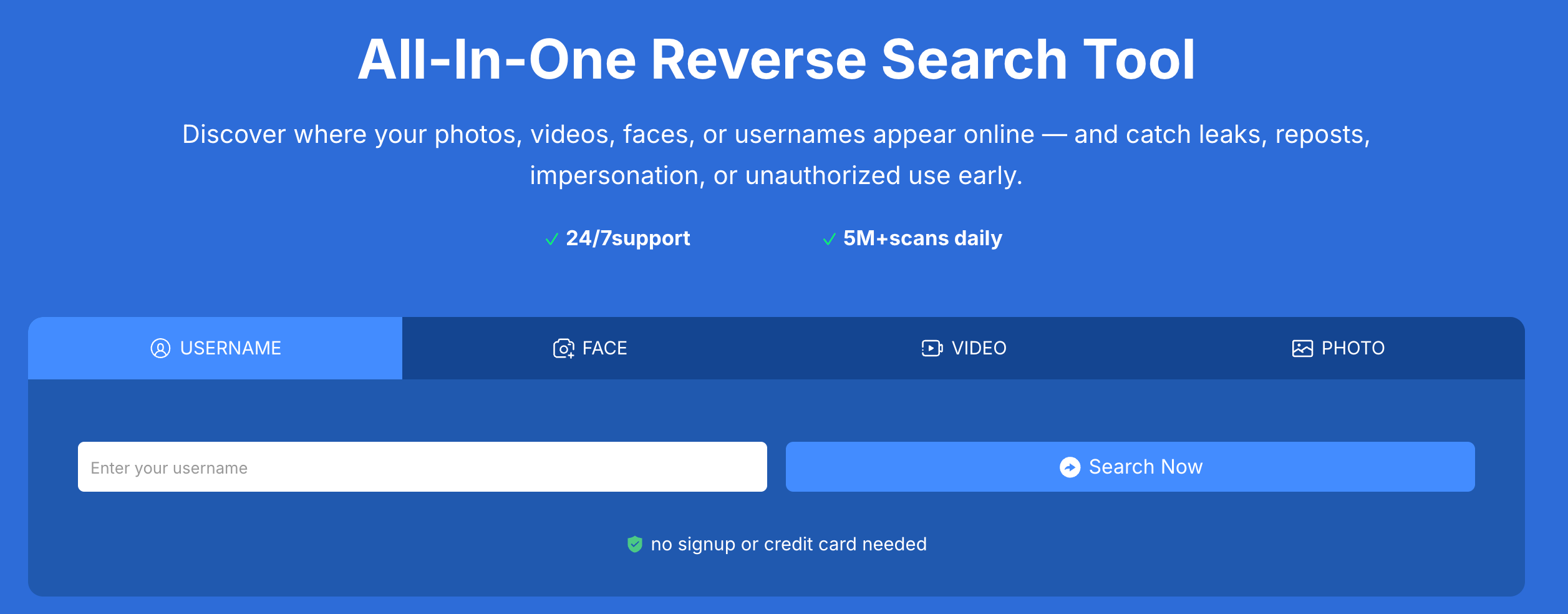 Screenshot of Erasa’s reverse search interface showing how users can check where their photos or content appear online.